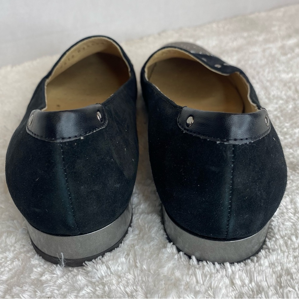 GEOX Respira Black Sueded Leather Loafers Silver Studs 39 - Picture 10 of 13